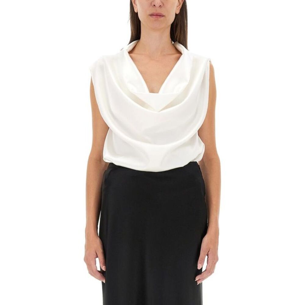 KITON Women's Silk Cowl Neck Sleeveless Top Women WHITE Shirts